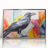 Framed wall art collection featuring a striking design of a crow and raven, showcased in an elegant silver frame, perfect for modern home decor.