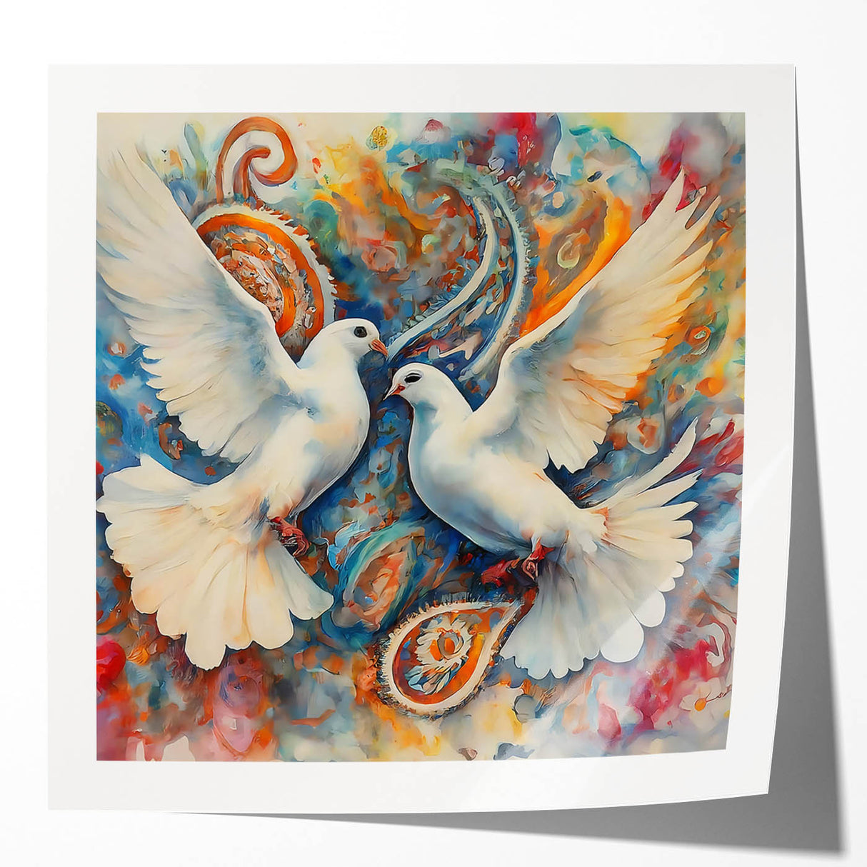 Elegant wall art collection showcasing a dove design on glossy canvas, perfect for modern decor. The vibrant colors and intricate details enhance any living space.