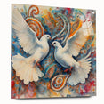 Acrylic glass wall art collection showcasing a stylish dove design, elegantly displayed from the side with visible mounting pins, perfect for modern decor.