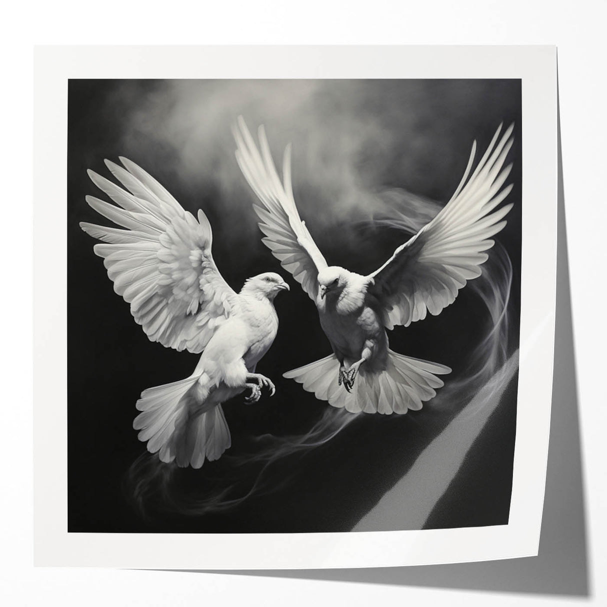Dove design wall art collection displayed in a modern living room setting, featuring glossy finish and vibrant colors, perfect for home decor enthusiasts.