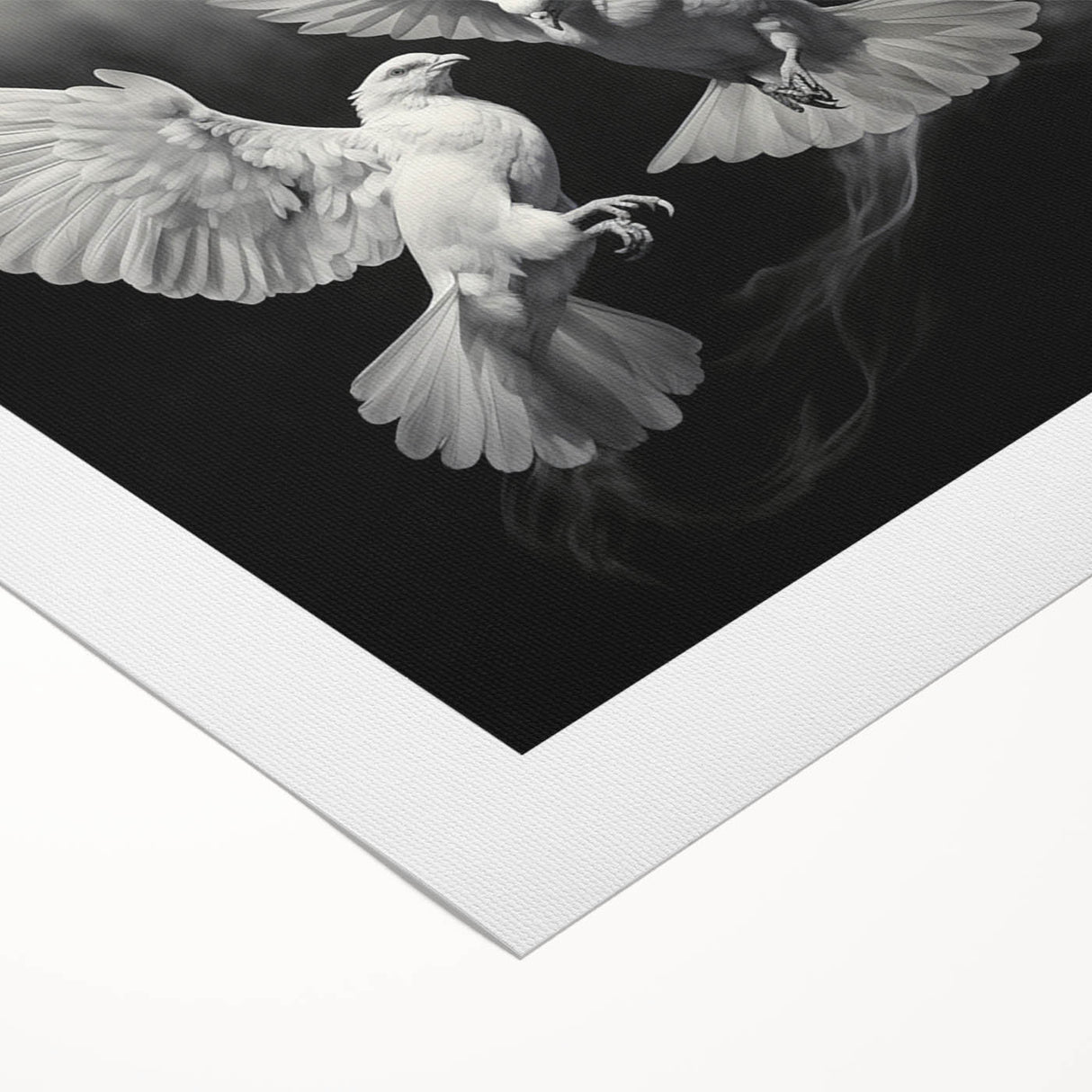 Stylish rolled canvas print depicting a serene dove design, featuring soft pastel colors against a textured background, perfect for home decor and artistic flair.