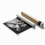 Elegant rolled print of a dove design wall art, showcasing soft pastel colors and intricate details, ideal for home decor or a serene atmosphere. Perfect for art lovers seeking unique and tranquil pieces to enhance their space.