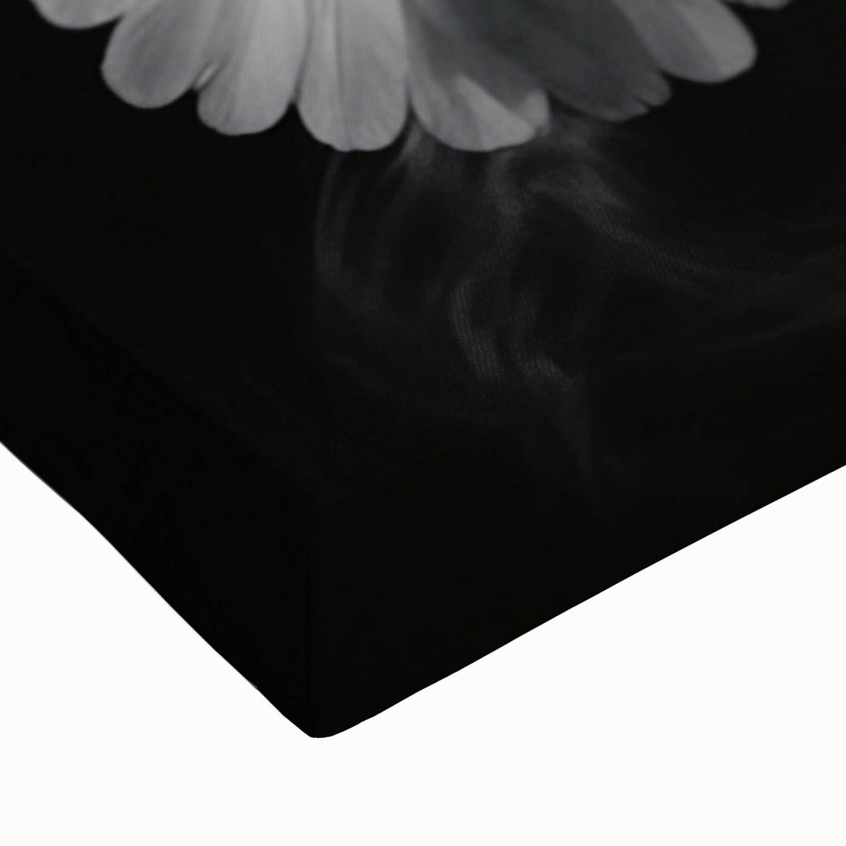 Close-up of a stretched canvas wall art piece featuring a serene dove design with vibrant colors and intricate details, perfect for home decor.