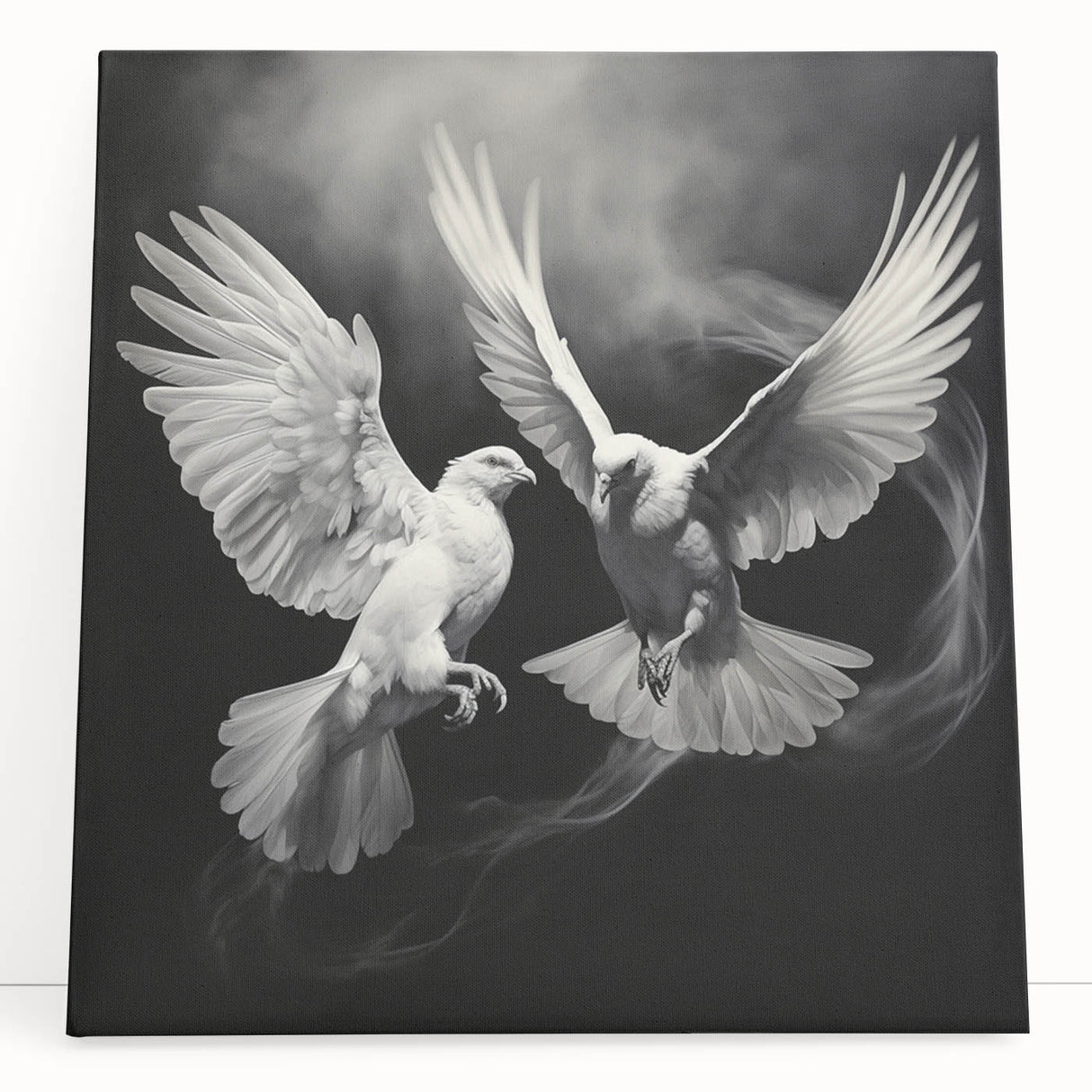 Colorful stretched canvas wall art featuring a serene dove design, showcasing intricate details and a modern aesthetic, perfect for home decor and inspiration.