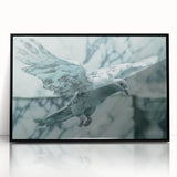 Framed wall art featuring a serene dove design, set against a sleek black background, perfect for enhancing modern home decor. This acrylic piece adds tranquility and elegance to any space.