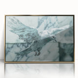 Framed wall art collection featuring a gold-accented design of doves in flight, showcasing intricate details and vibrant colors, perfect for modern decor.