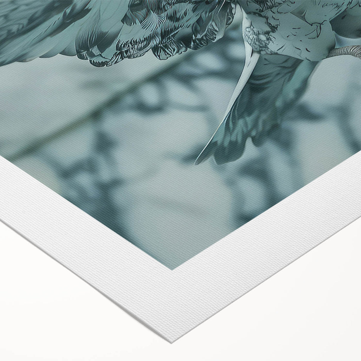 Rolled canvas artwork depicting a serene dove design, showcasing soft pastel colors and elegant lines, ideal for enhancing modern home decor in living spaces.