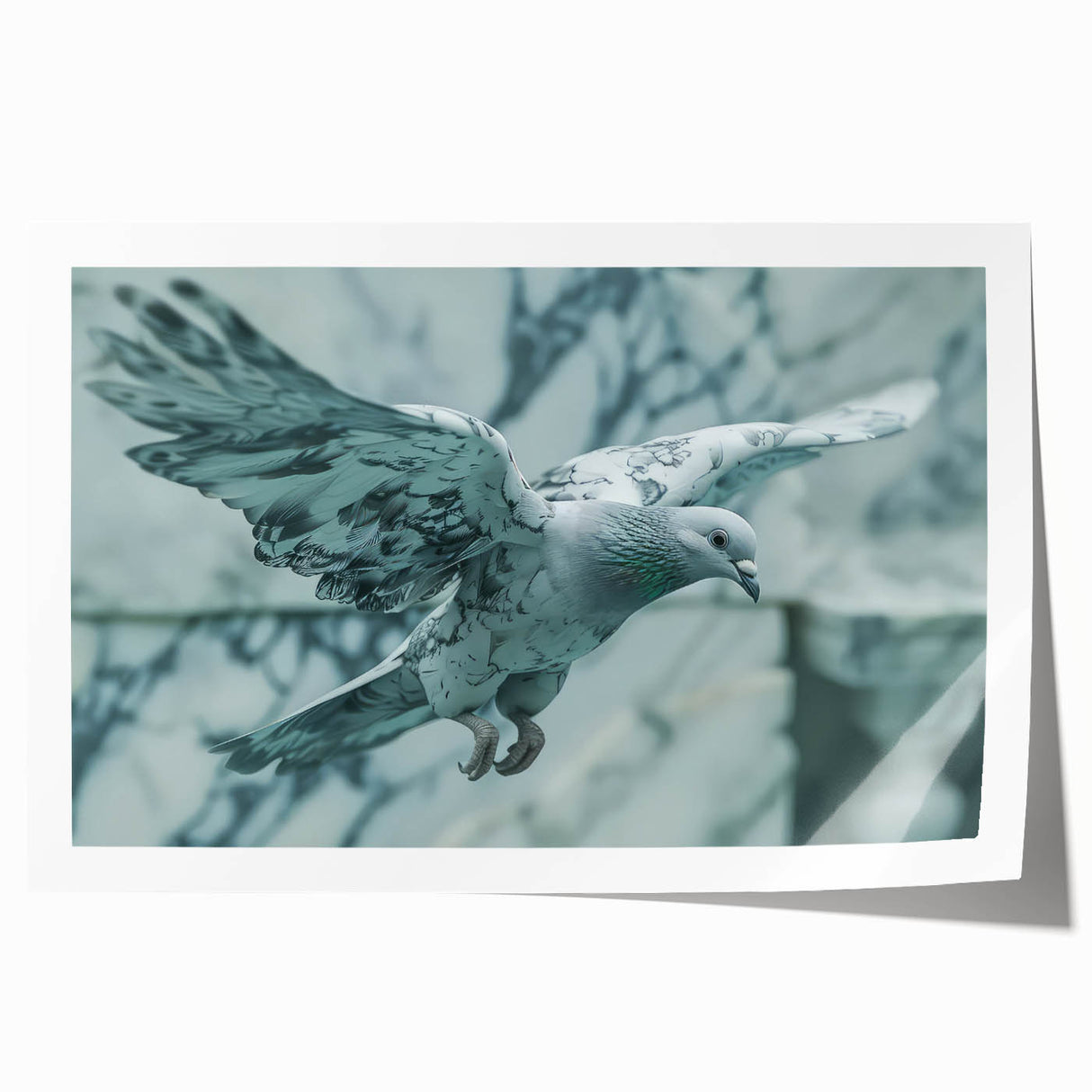 Rolled print of a serene dove design wall art collection, featuring soft pastel colors and intricate details, ideal for home decor or art enthusiasts.