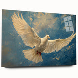 Acrylic wall art featuring a side view of a dove design collection, showcasing vibrant colors and intricate details, ideal for modern home decor.