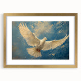 Elegant wall art collection featuring a gold-framed dove design with a mat, perfect for enhancing home decor. This piece showcases a serene aesthetic ideal for modern interiors.
