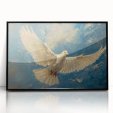 Framed wall art featuring a stunning dove design in black acrylic, showcasing intricate details against a minimalist background, perfect for modern decor.
