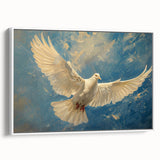 Framed wall art collection featuring a serene dove design on a white canvas, showcasing elegant simplicity and modern decor style, ideal for home or office.