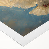 Rolled canvas showcasing a serene dove design in soft pastel colors, ideal for home decor, presented in a protective cardboard tube for easy storage.