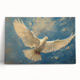 Stretched canvas wall art featuring a serene dove design, showcasing soft pastel colors and intricate details, perfect for enhancing home decor and creating a calming atmosphere.