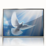 Framed wall art collection featuring a silver-accented dove design in acrylic, showcasing a modern aesthetic perfect for contemporary home decor.