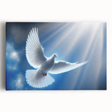Stretched canvas wall art showcasing a serene dove design, featuring soft pastel colors and intricate details, perfect for enhancing home decor with tranquility.