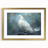 Elegant gold-framed wall art featuring a serene dove design, showcasing intricate details and a mat background, perfect for enhancing home decor with a touch of sophistication.