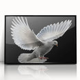 Framed wall art featuring a dove design in black acrylic, showcasing intricate details and a modern aesthetic, perfect for contemporary home decor.