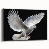 Framed canvas wall art featuring a serene dove design in black, showcasing elegant lines and textures, ideal for modern home decor and peaceful ambiance.