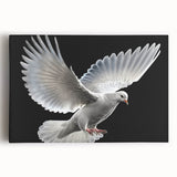 Stretched canvas wall art showcasing a serene dove design in soft pastel colors, perfect for adding tranquility to any room's decor. Ideal for bird lovers and modern interiors.