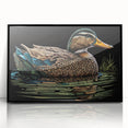 Framed wall art collection showcasing a stylish duck design in acrylic with a sleek black frame, perfect for modern home decor. Ideal for bird lovers and art enthusiasts.