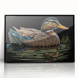 Framed wall art collection showcasing a stylish duck design in acrylic with a sleek black frame, perfect for modern home decor. Ideal for bird lovers and art enthusiasts.