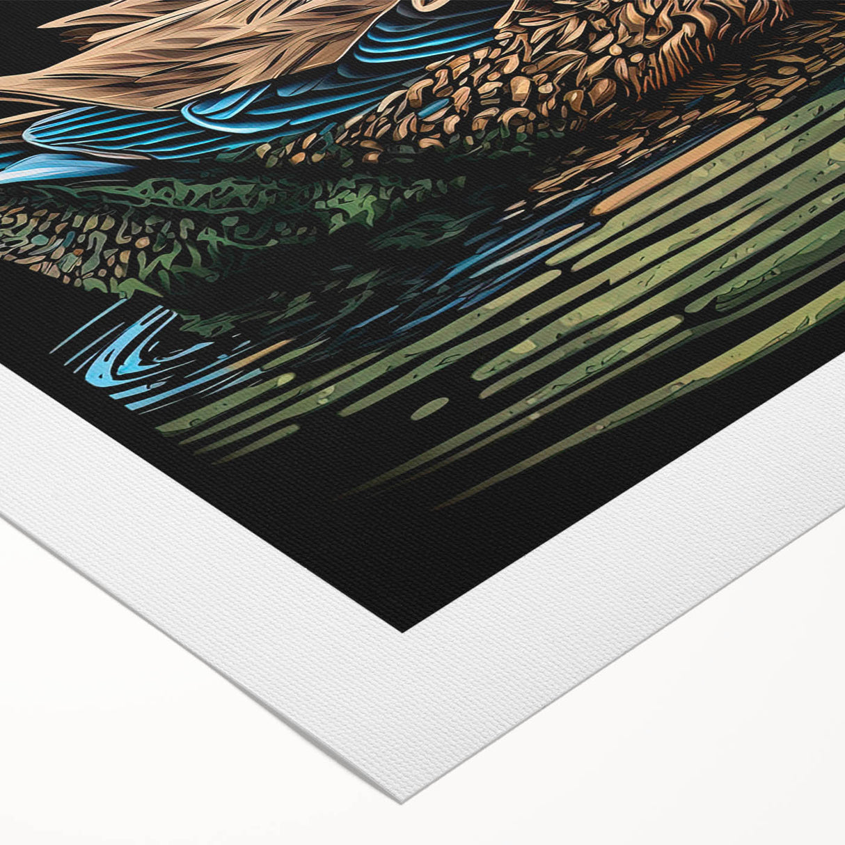 Colorful rolled canvas featuring a whimsical duck design, perfect for adding a playful touch to any decor. Ideal for children's rooms or nature-themed spaces.