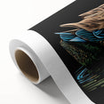 Rolled canvas artwork showcasing a vibrant duck design, featuring colorful birds in a nature-inspired theme, ideal for home decor or wildlife enthusiasts.