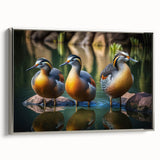 Framed canvas wall art showcasing a stylish duck design in silver tones, adding a modern touch to home decor. Perfect for bird lovers and art enthusiasts.
