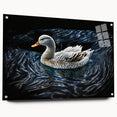 Acrylic wall art collection featuring a whimsical duck design showcased in a side view, displaying vibrant colors and intricate details, perfect for enhancing home decor.