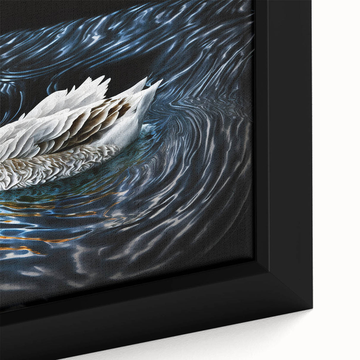 Framed wall art featuring a close-up of a colorful duck design on canvas, showcasing intricate details and vibrant hues, ideal for home decor enthusiasts.