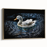 Framed wall art featuring a vibrant duck design on canvas, set against a gold background. The piece showcases intricate details and colors, perfect for home decor enthusiasts.
