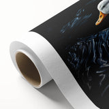 Rolled canvas showcasing a vibrant duck design in a contemporary art style, perfect for home decor, featuring rich colors and intricate details, expertly packaged.