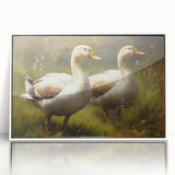Framed wall art featuring a playful duck design on a white background, showcasing vibrant colors and intricate details, ideal for children's rooms or nursery decor.