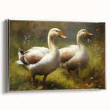 Framed wall art collection showcasing a stylish silver duck design, presented in a sleek side view, ideal for modern home decor. Perfect for bird enthusiasts and art lovers.