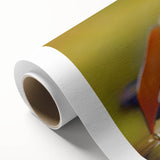 Colorful rolled canvas artwork featuring a vibrant duck design, showcasing intricate details and textures, perfect for adding a whimsical touch to home decor.