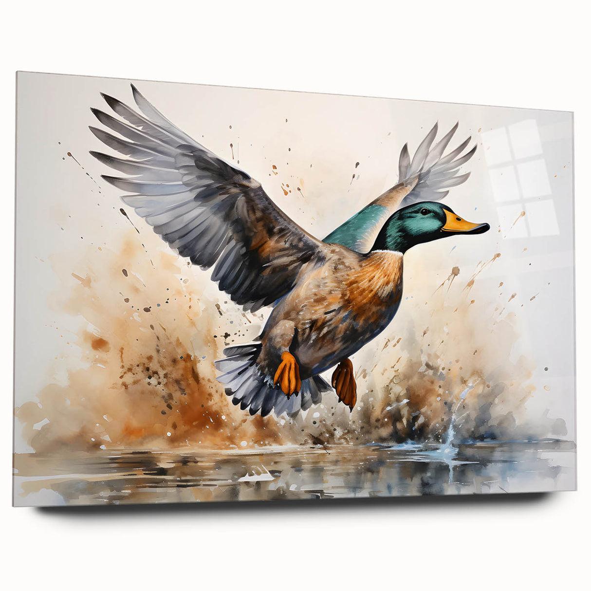 Vibrant wall art collection showcasing a side view of an acrylic glass design featuring colorful ducks, perfect for adding a whimsical touch to home decor.