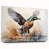 Vibrant wall art collection showcasing a side view of an acrylic glass design featuring colorful ducks, perfect for adding a whimsical touch to home decor.