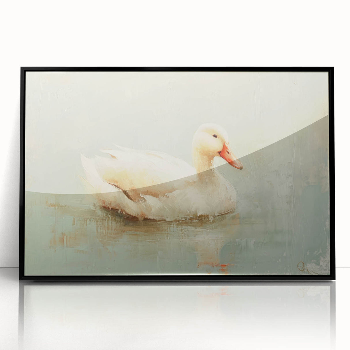 Framed black acrylic wall art featuring a vibrant duck design in an 8-piece collection, ideal for modern home decor, highlighting nature-inspired aesthetics.