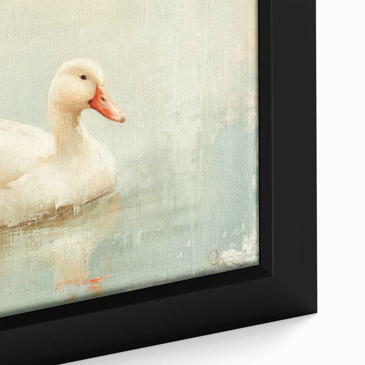 Framed canvas wall art showcasing a vibrant close-up of colorful birds and ducks in an artistic design, perfect for enhancing home decor with nature-inspired aesthetics.