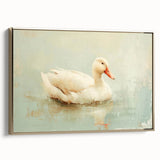 Framed canvas wall art featuring a detailed duck design with gold accents, showcasing a side view of the artwork against a neutral background, perfect for home decor.