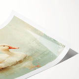 Colorful duck-themed wall art print showcasing vibrant illustrations of various duck species against a light background, ideal for enhancing home decor with a touch of nature.