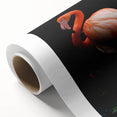 Vibrant rolled canvas print showcasing a whimsical flamingo design, perfect for adding a tropical flair to home decor. Ideal for art lovers seeking a colorful accent piece.