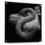 Acrylic wall art featuring a vibrant flamingo design, elegantly displayed from a side view with decorative pins, perfect for adding a tropical touch to home decor.
