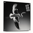 Side view of a vibrant flamingo-themed wall art piece made of acrylic glass, showcasing intricate design details and secured with stylish pins, perfect for modern decor.
