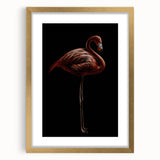 Elegant flamingo wall art in a gold frame, showcasing vibrant pink and green colors, perfect for adding a tropical touch to your home decor. Ideal for bird lovers and modern interior design enthusiasts.