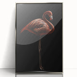 Framed acrylic wall art featuring a vibrant flamingo design with a sleek silver frame, perfect for modern home decor, adding a tropical touch to any space.