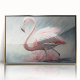 Framed wall art featuring a vibrant flamingo design with a gold acrylic front, ideal for modern interior decor. Perfect addition to elevate any living space.