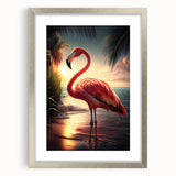 Framed wall art collection featuring elegant flamingo design, silver mat, and front view display, perfect for modern home decor and tropical-themed interiors.