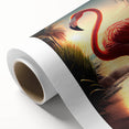 Vibrant rolled canvas art showcasing a tropical flamingo design in pink and green hues, perfect for adding a lively touch to home decor, packaged securely in a protective tube.